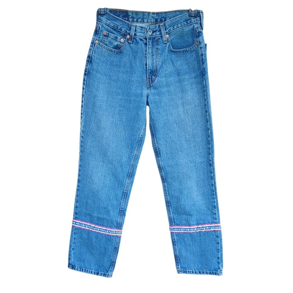 Levi's 550 Upcycled Americana Star Ribbon Jeans W30 Y2K Festival Indie - Picture 2 of 9